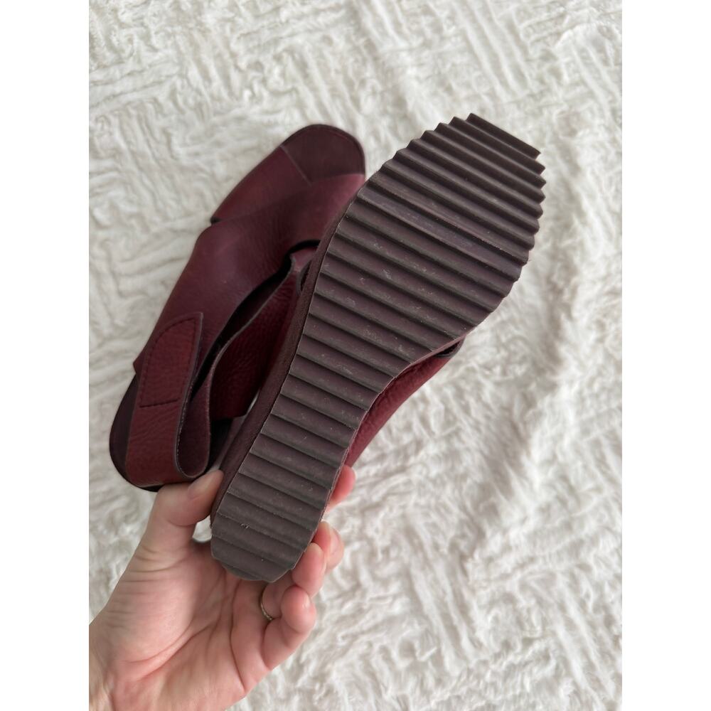 Pedro Garcia Federica Burgundy Leather Suede Platform Wedge Sandals Lagenlook - Picture 8 of 8